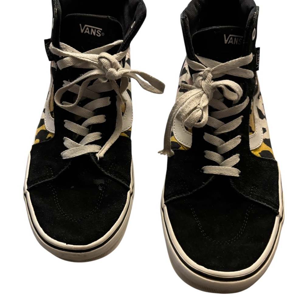 Vans Black and White High-Tops with Yellow Accents